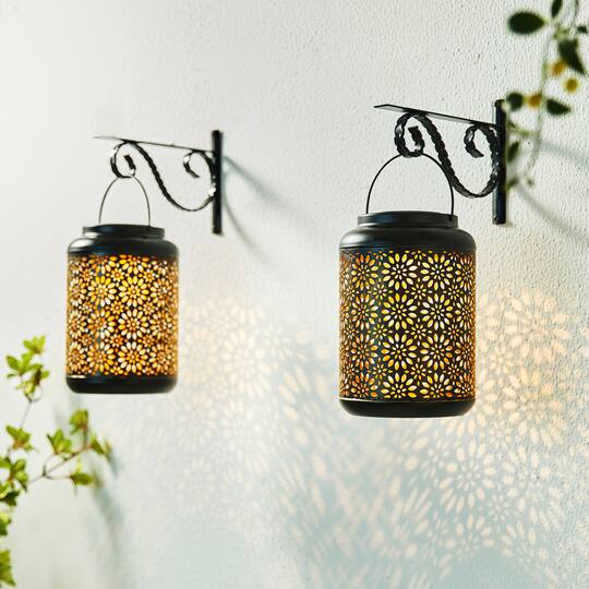 Glitzhome® 8.5" Flower Cutout Solar Powered Hanging Lantern